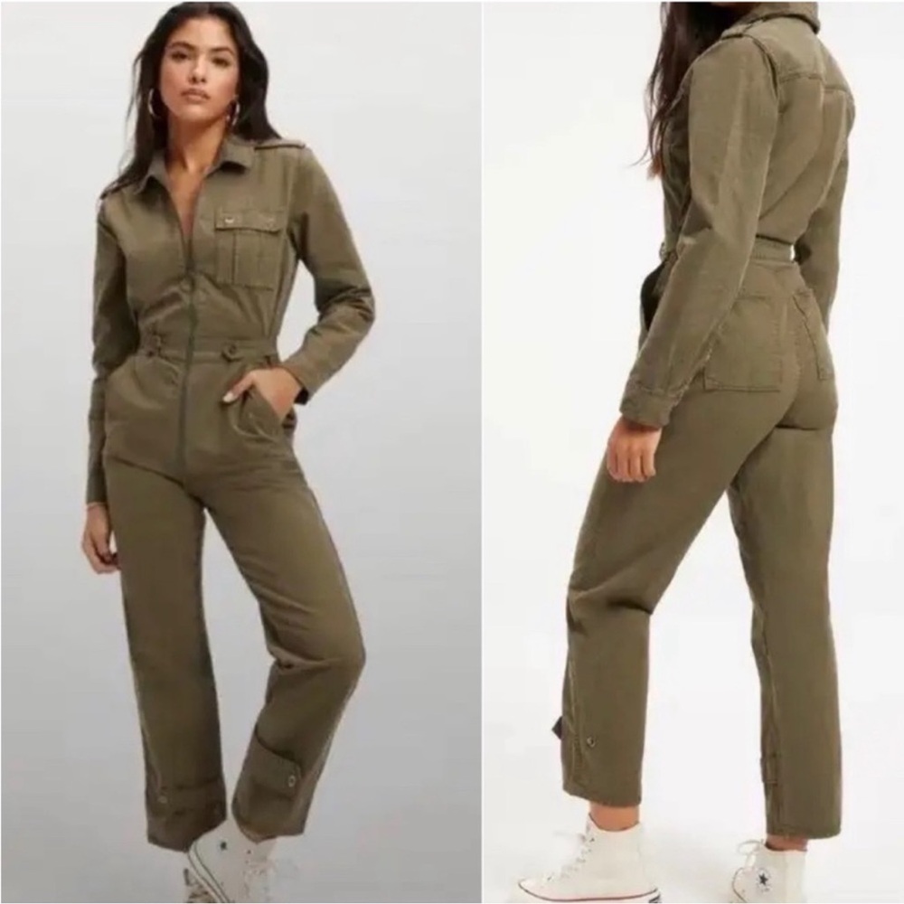 Good American Utility Flight Suit Jumpsuit Olive Green Size 4 XL